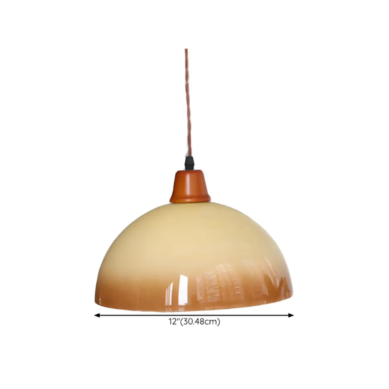 White Glass Wood Rope Round Pendant Light