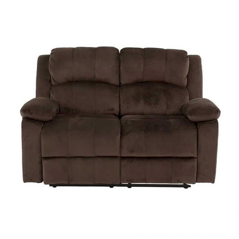 Pine Wood Reclining Loveseat With Padded Upholstery Brown