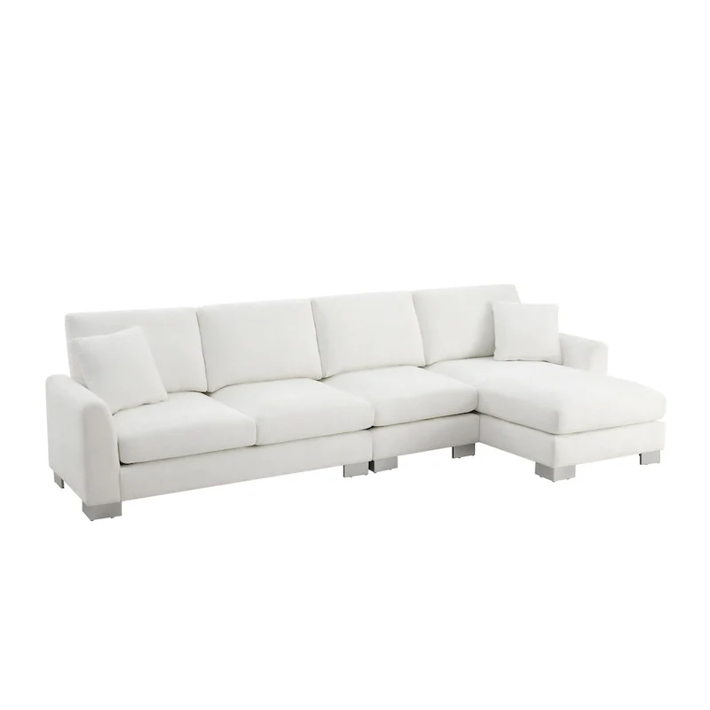119 Chenille L-Shaped Sectional Sofa with Chaise Lounge and 2 Pillows