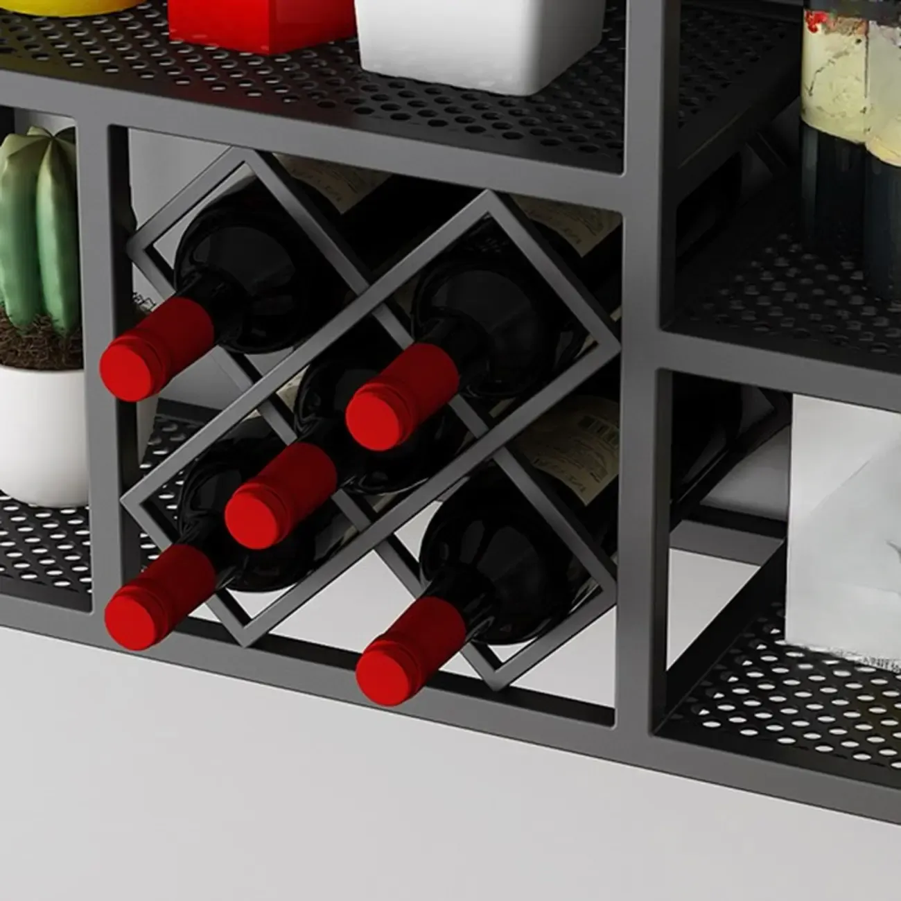 Lavish Metal Wall Hanging Open Wine Bottle and Wine Glass Holder