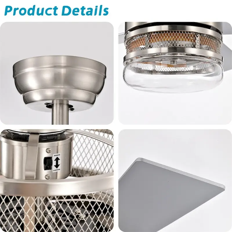 Lighted Ceiling Fan with Remote and Reversible Blades