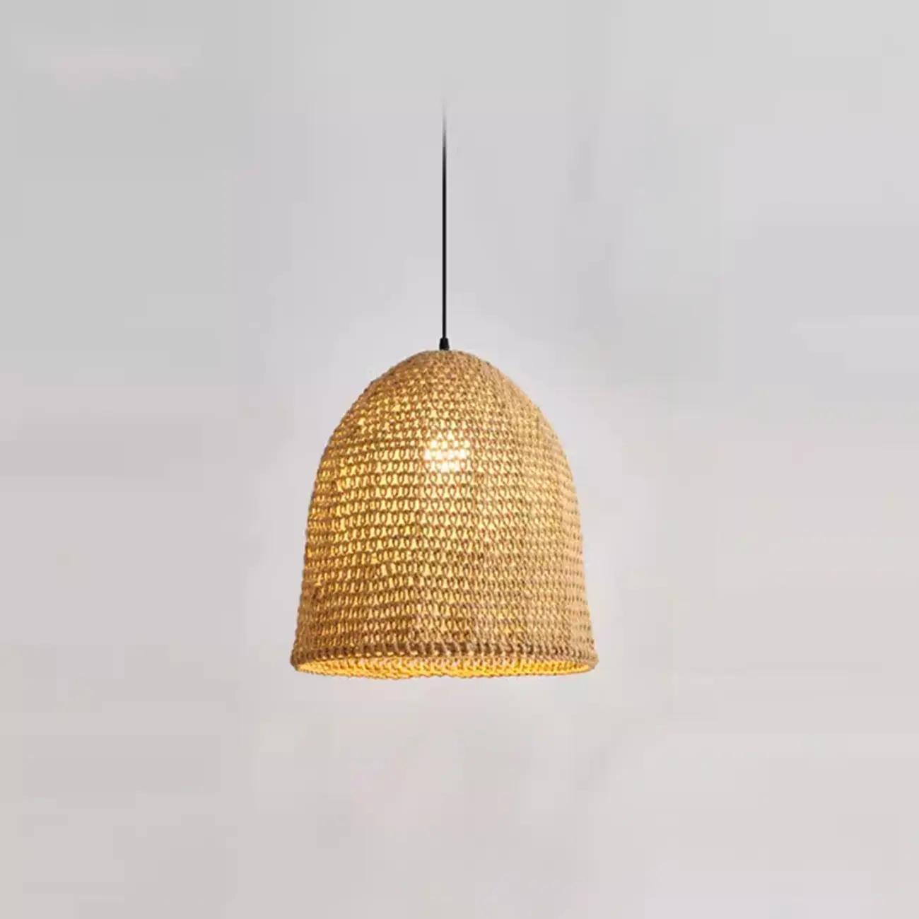 Country Style Rattan Cage Shaped Pendant Light for Living Room