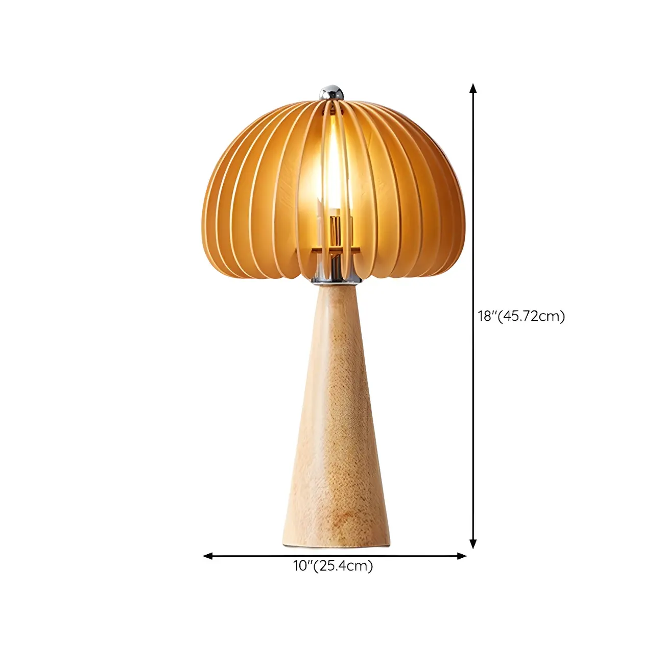 Art Deco Yellow Wooden Mushroom-Shaped LED Table Lamp