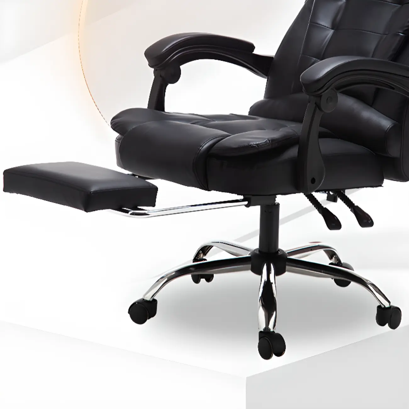 Executive Ergonomic Black Leather Swivel Reclining Office Chair
