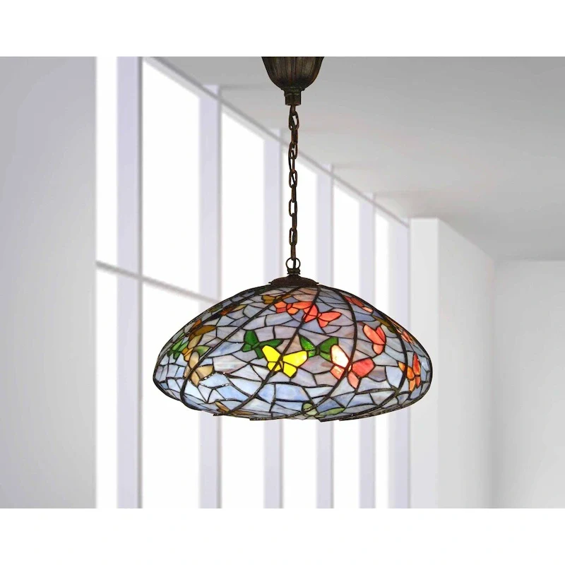 Springdale 20 W Blue Butterfly Tiffany Pendant