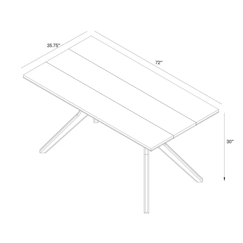 Plank and Beam Verso Cross Leg Rectangular Dining Table - 72