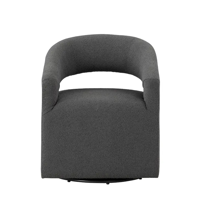 Celeste Modern Boucle Round Barrel Chair Open Back and Curved Arm, Swivel Armchair by Furniture of America