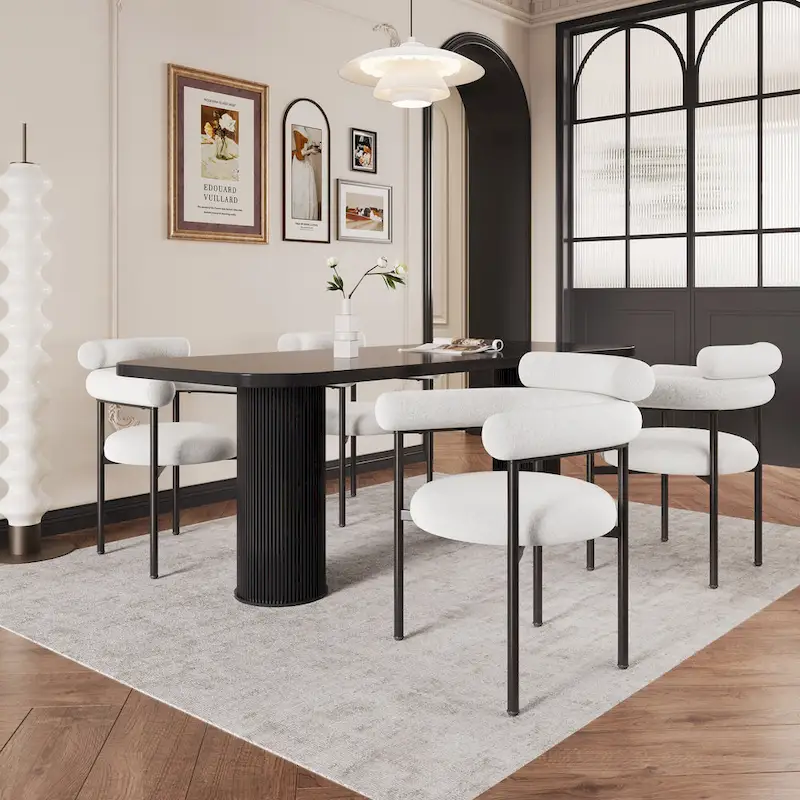 Naci Modern Fabric Arm Dining Chairs with Metal legs by Christopher Knight Home