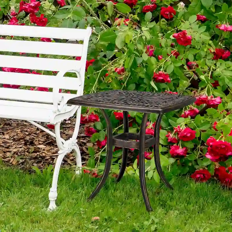 Square Garden Cast Aluminum Table