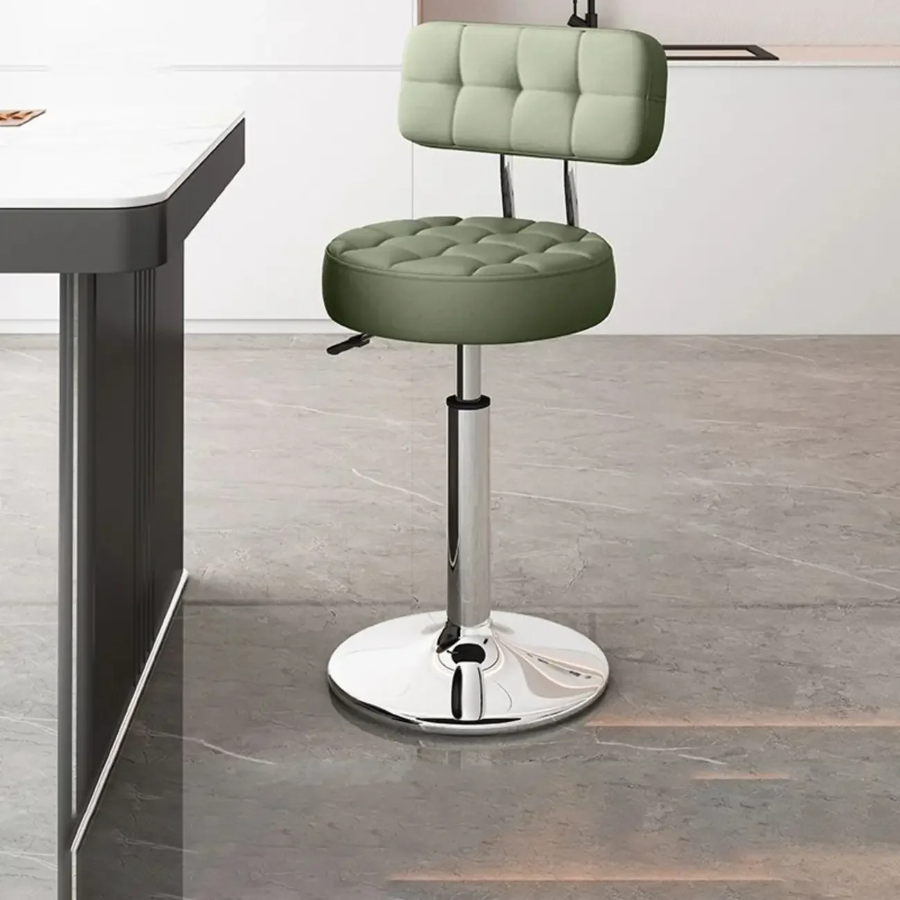 Leather Upholstered Adjustable Swivel Bar Stools