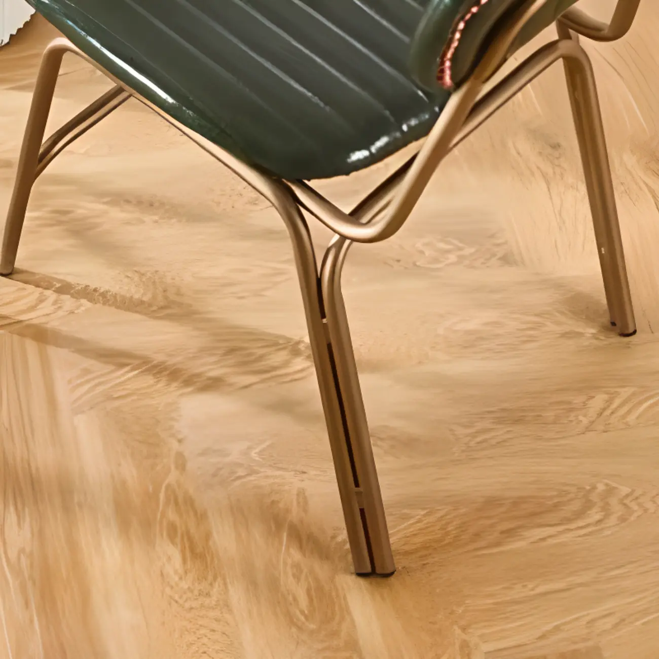 Modern Metal Frame Faux Leather Open Back Dining Chair