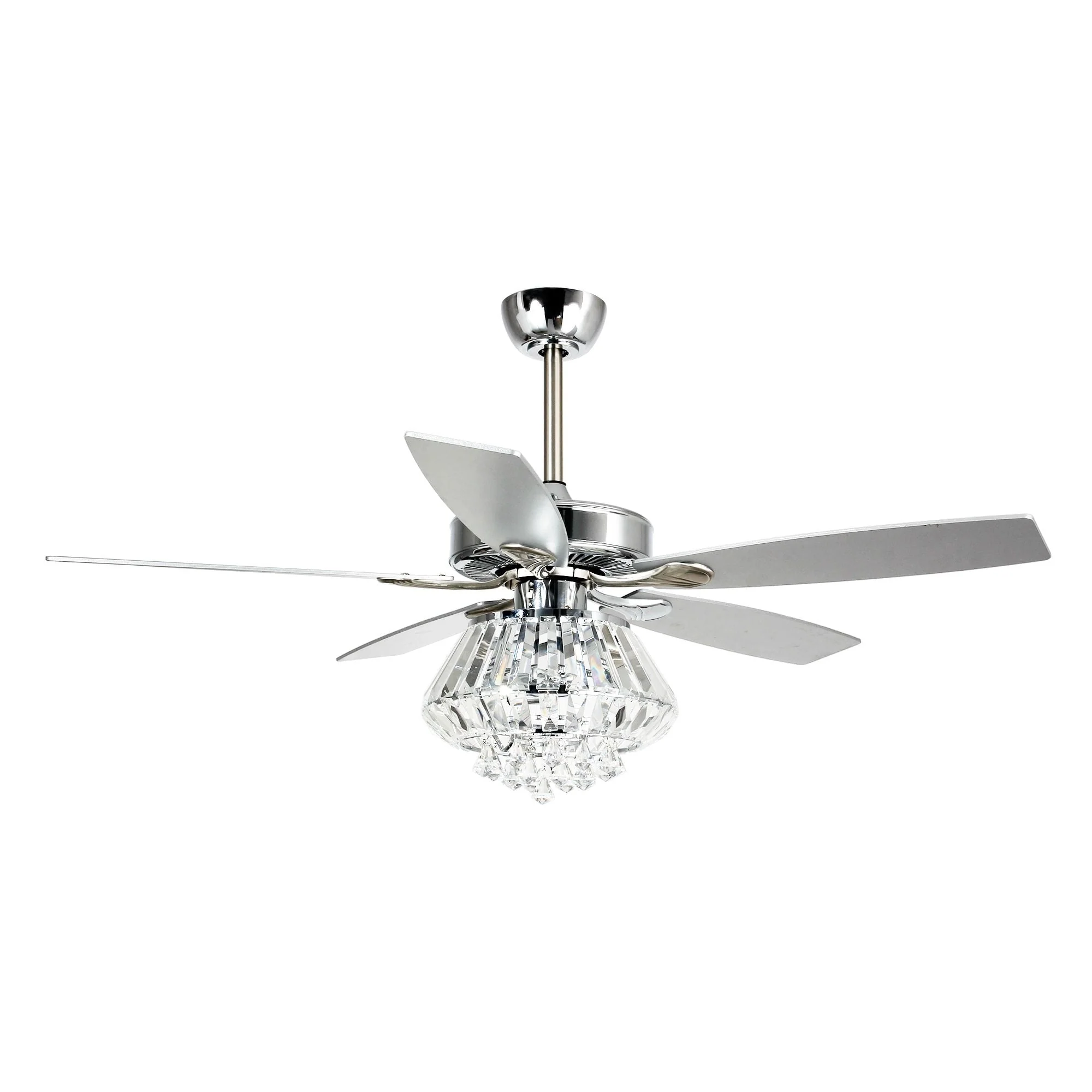 Modern Chrome 52-inch Crystal Chandelier Ceiling Fan with Remote