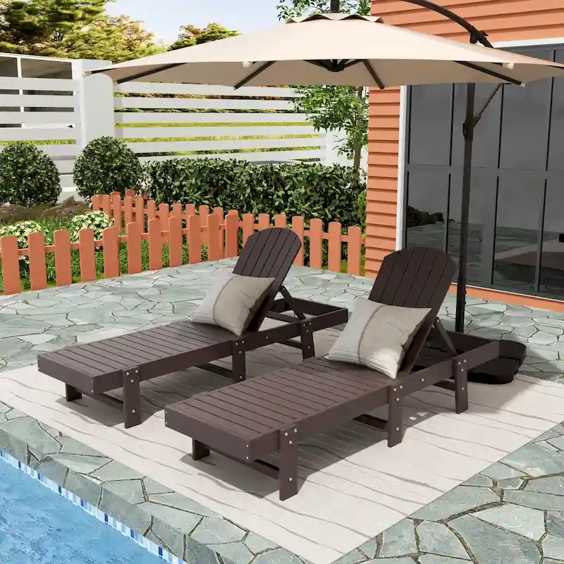 Polytrends Altura Armless Poly Eco-Friendly All Weather Reclining Chaise Lounge (Set of 2)