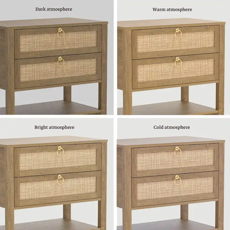 Two Bohemian Nightstands:Black,White,Cherry