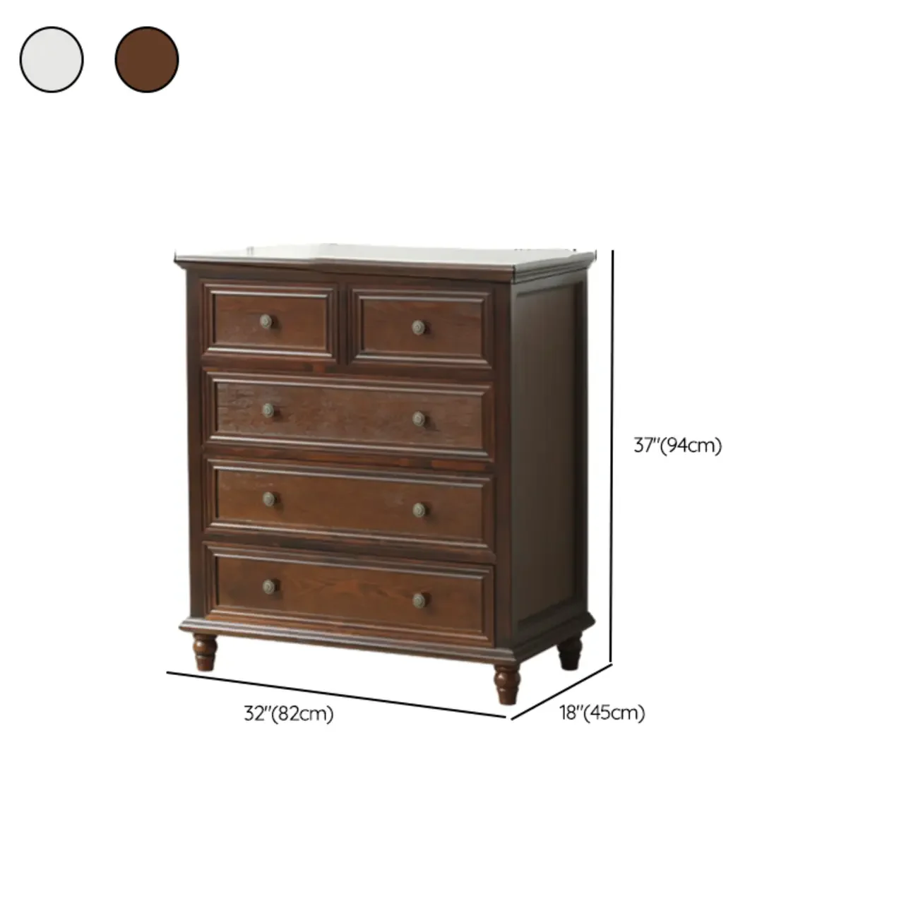 Traditional  6-Drawer White Wood Dresser