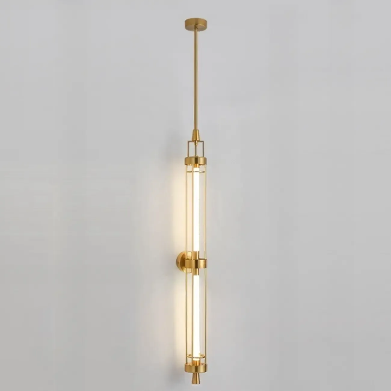 Gold Cylinder Wall Sconce Lamp with 2 LED Bulbs Warm Light