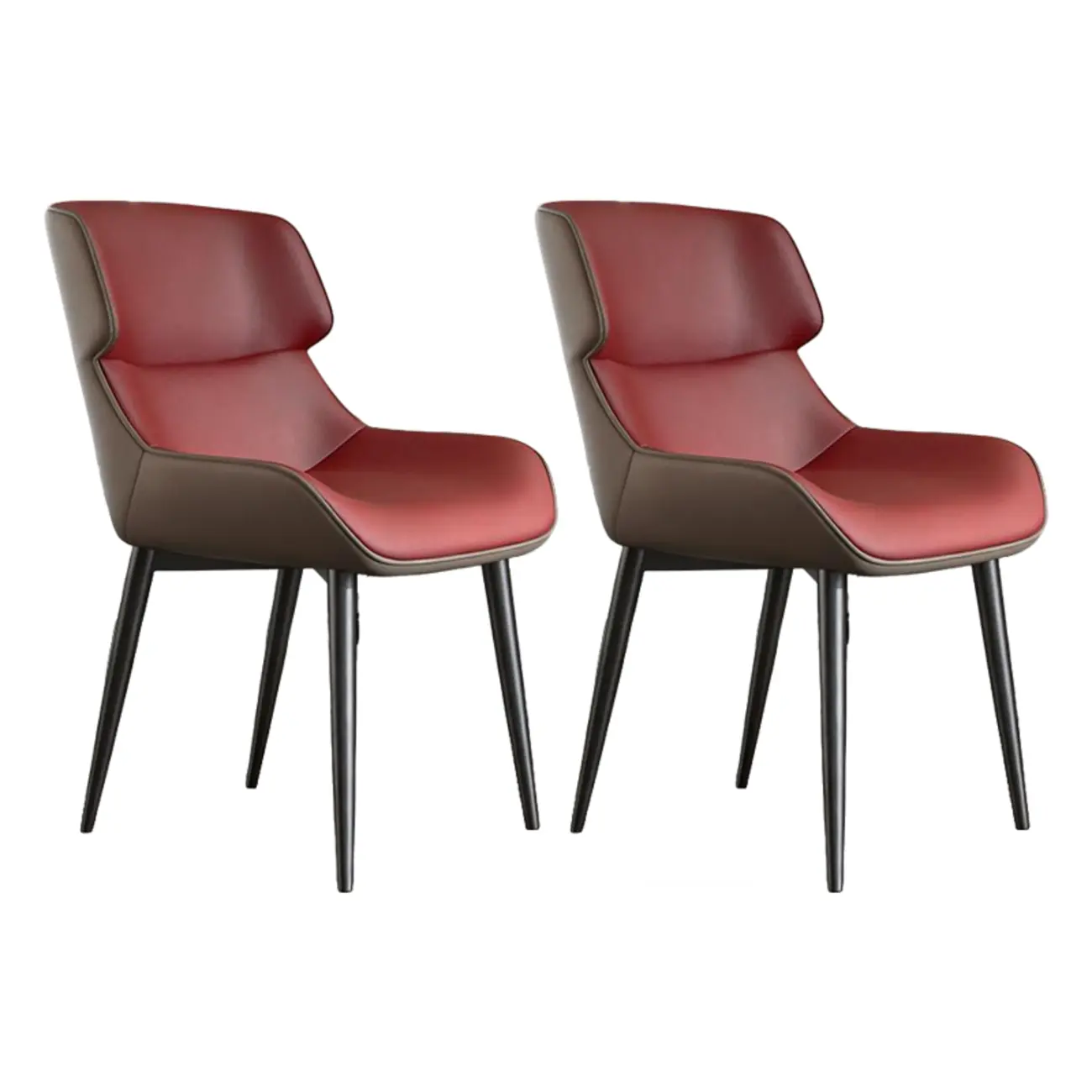 Modern Faux Leather Wingback Dining Chair Set of 2