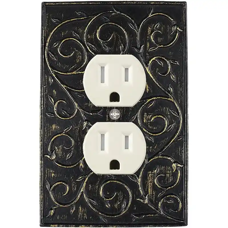 Meriville French Scroll Electrical Outlet Wall Plate Cover, Hand Painted