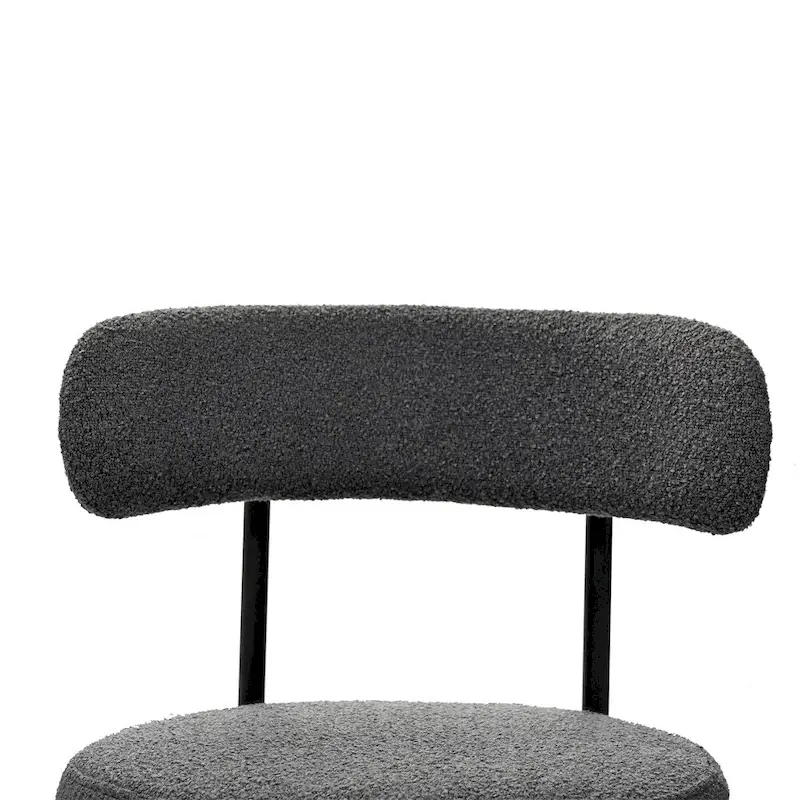 Boucle Dining Chairs,Mid-Century Modern Curved Backrest Chair,2 PCS