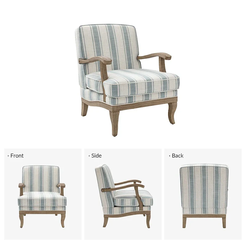 Rinaldo Farmhouse Polyester Armchair with Solid Wood Legs Set of 2 by HULALA HOME