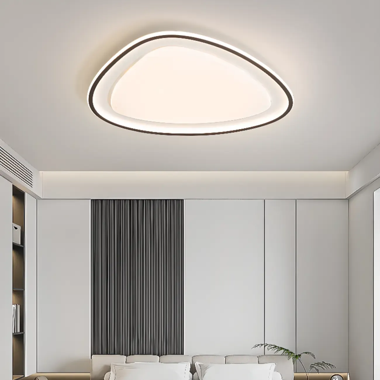 Modern Black-White Flush Ceiling Light with 3 Gear Dimming