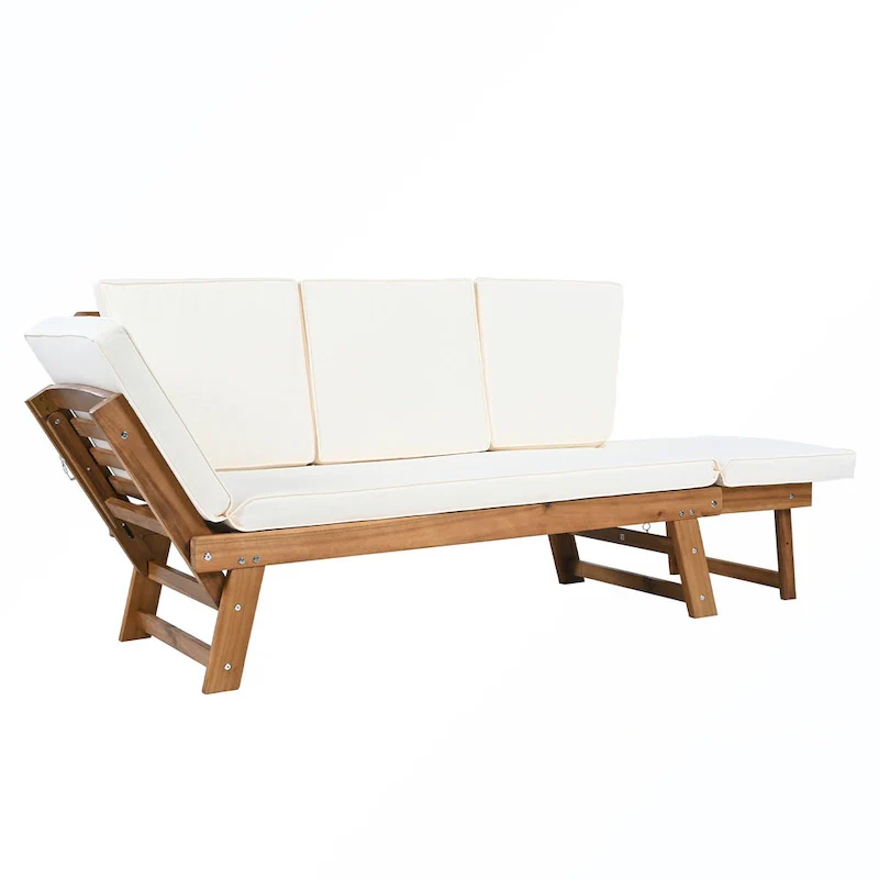 Patio Adjustable Patio Wooden Daybed Sofa