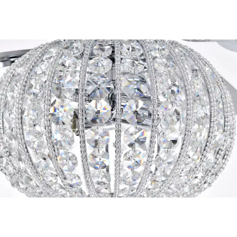 Gahila 52 Inch Chrome Finish Crystal Ceiling Fan with Remote - N/A