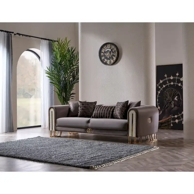 Kamelya 2-Pieces One Sofa One Loveseat Living Room Set, Metal Leg, Pillow Back