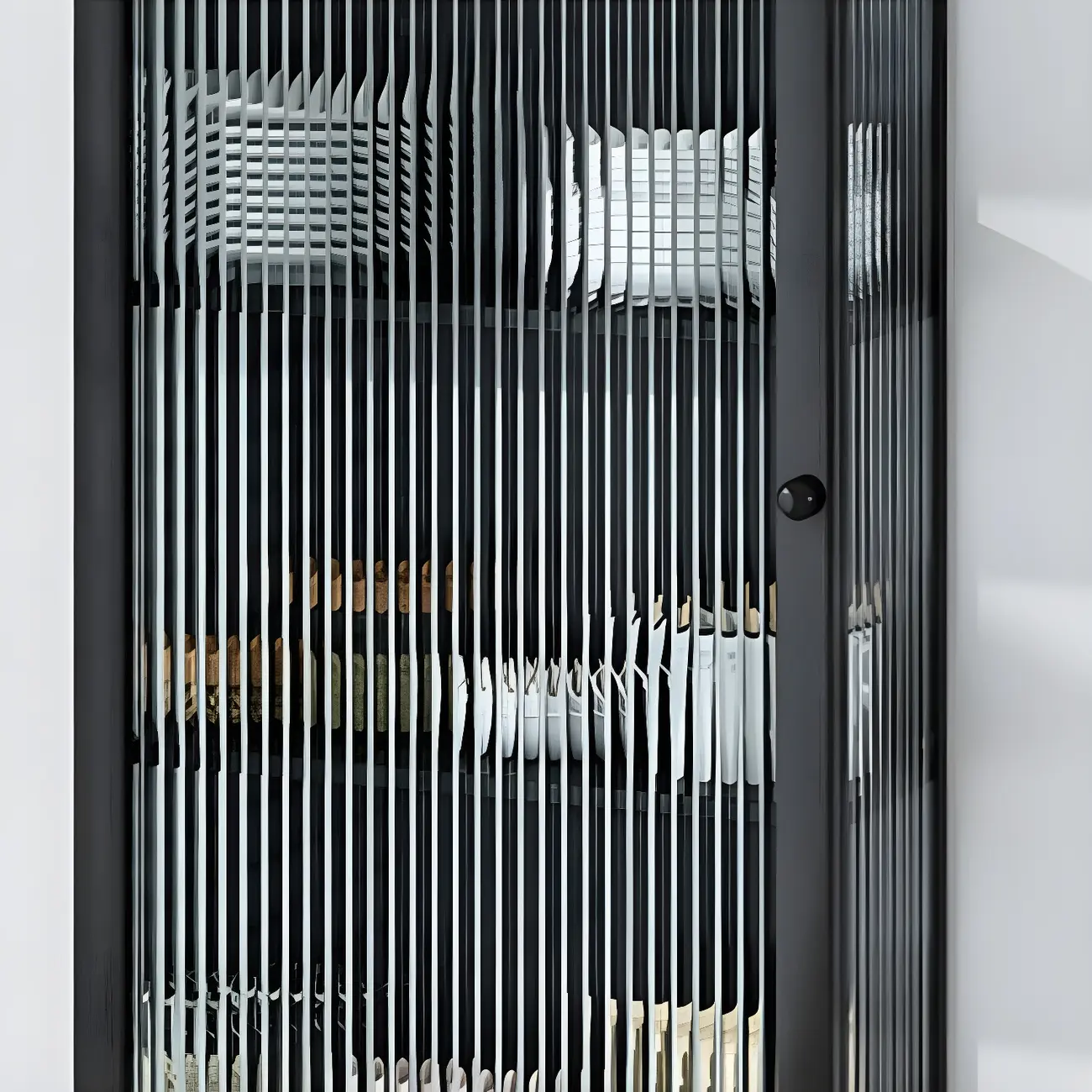 Modern Metal Black Wall-Mounted China Cabinet