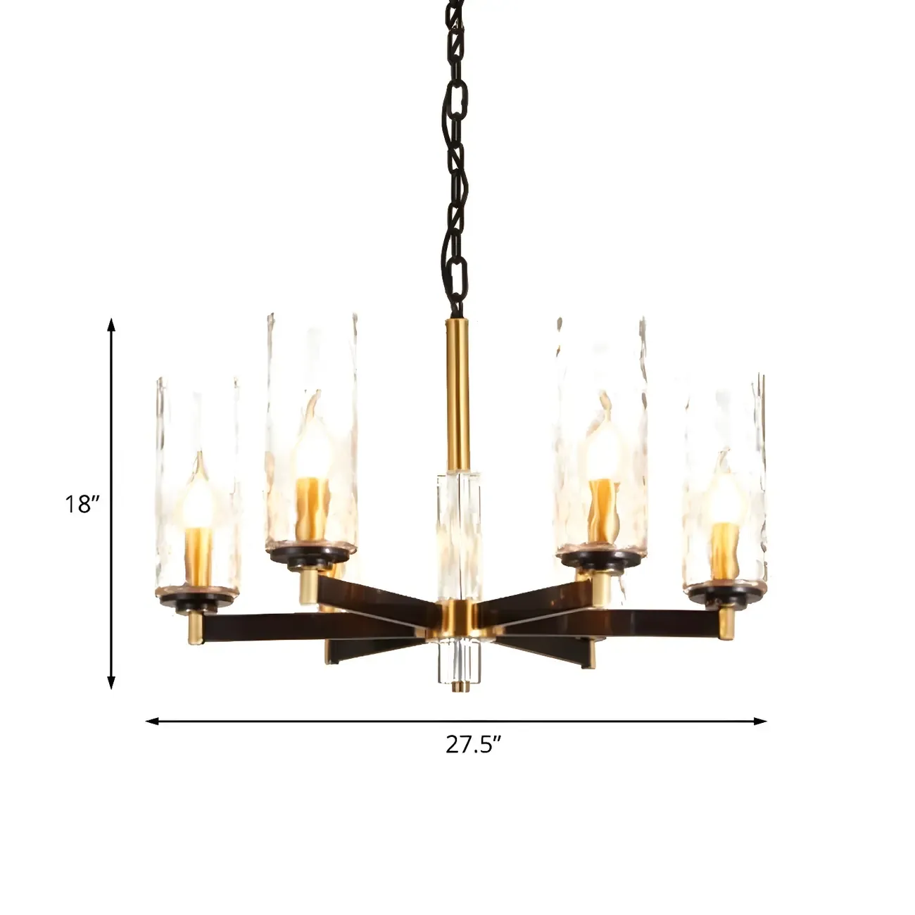 Modern Stylish Black-Gold Cylinder Glass Chandelier