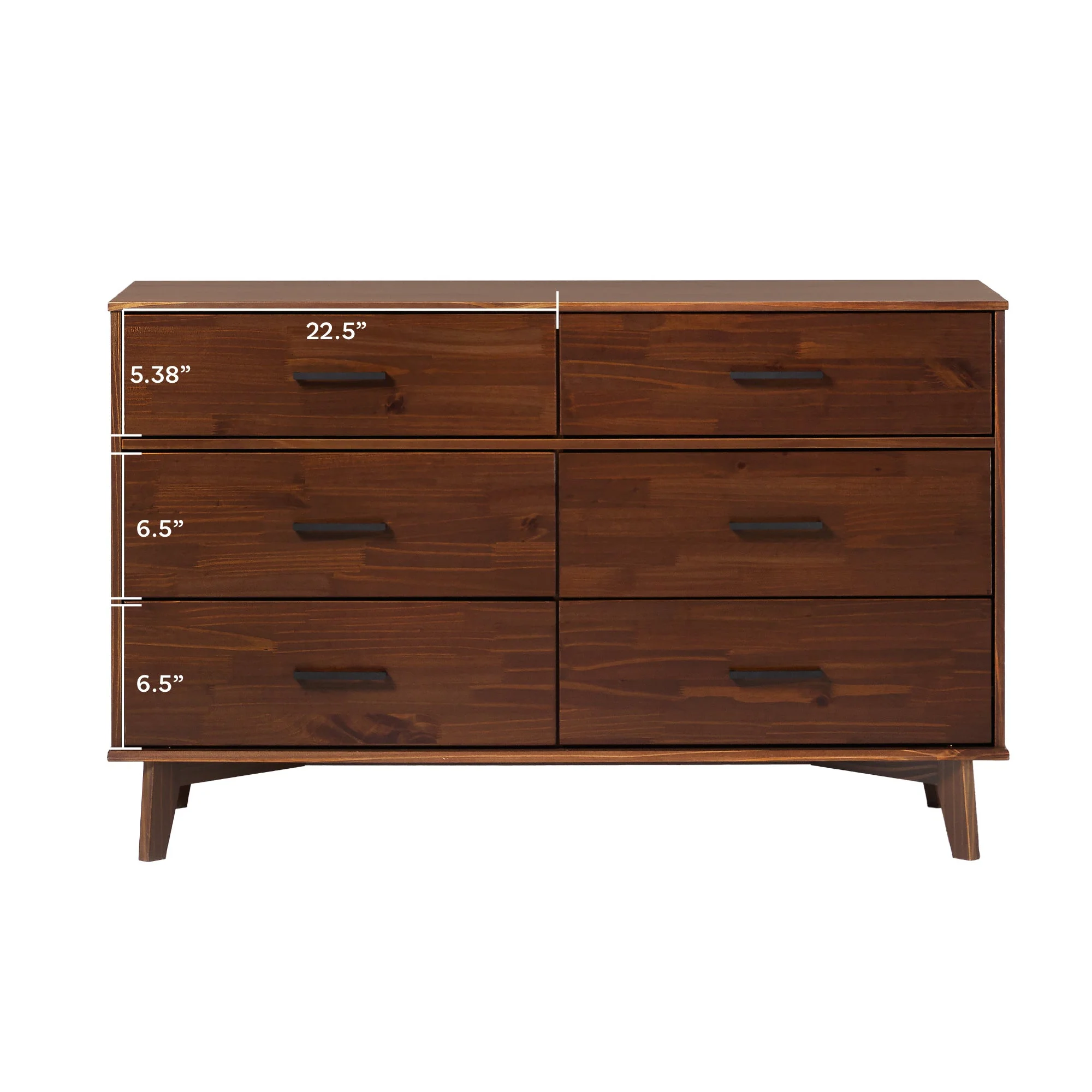 Sloane 6-Drawer Modern Solid Wood Dresser with Metal Handles