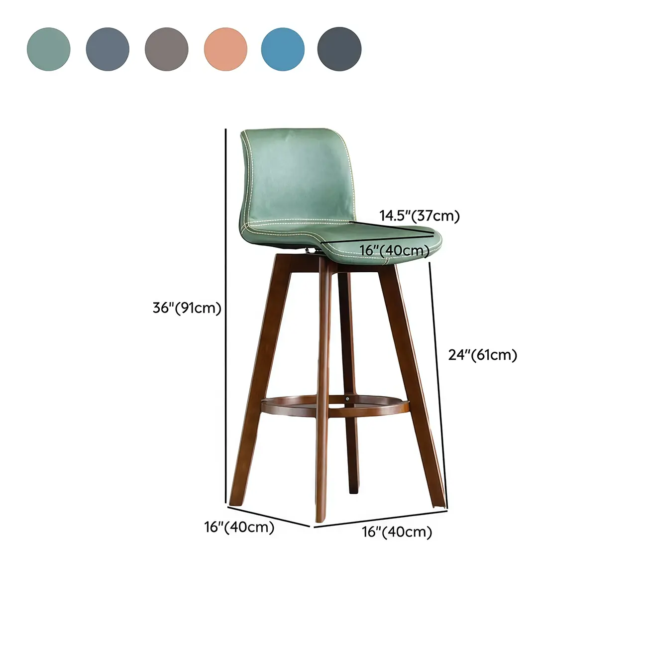 Saddle Leather Counter Height Low Back Swivel Bar Stools