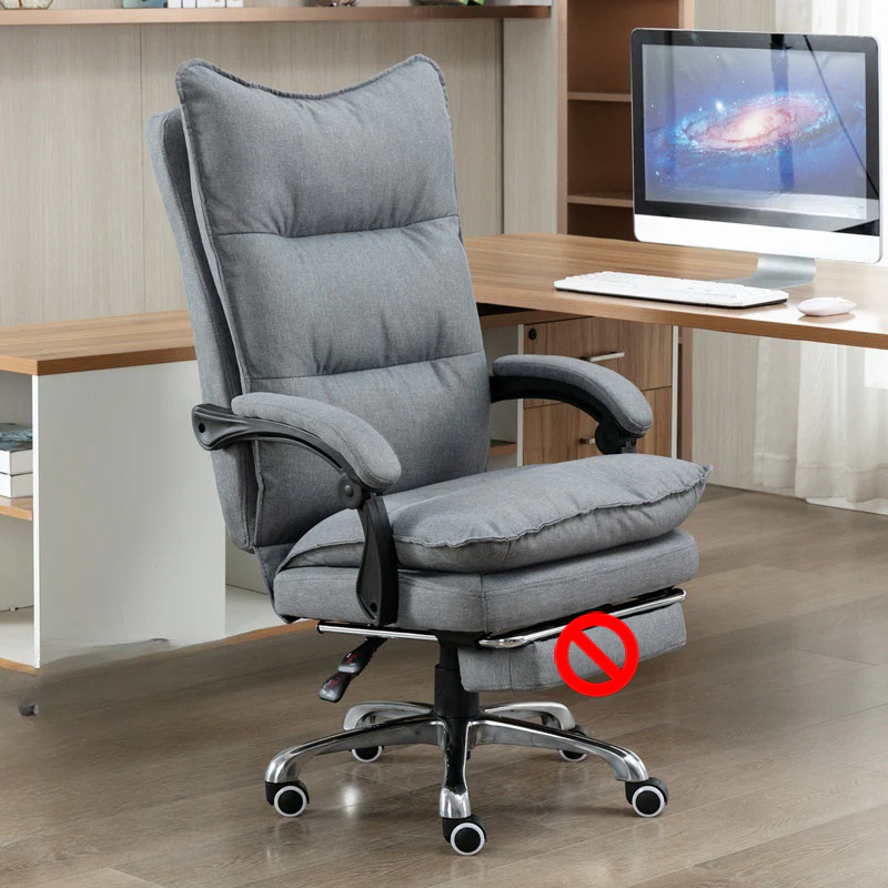 Modern Grey Fabric Office Chair with Footrest