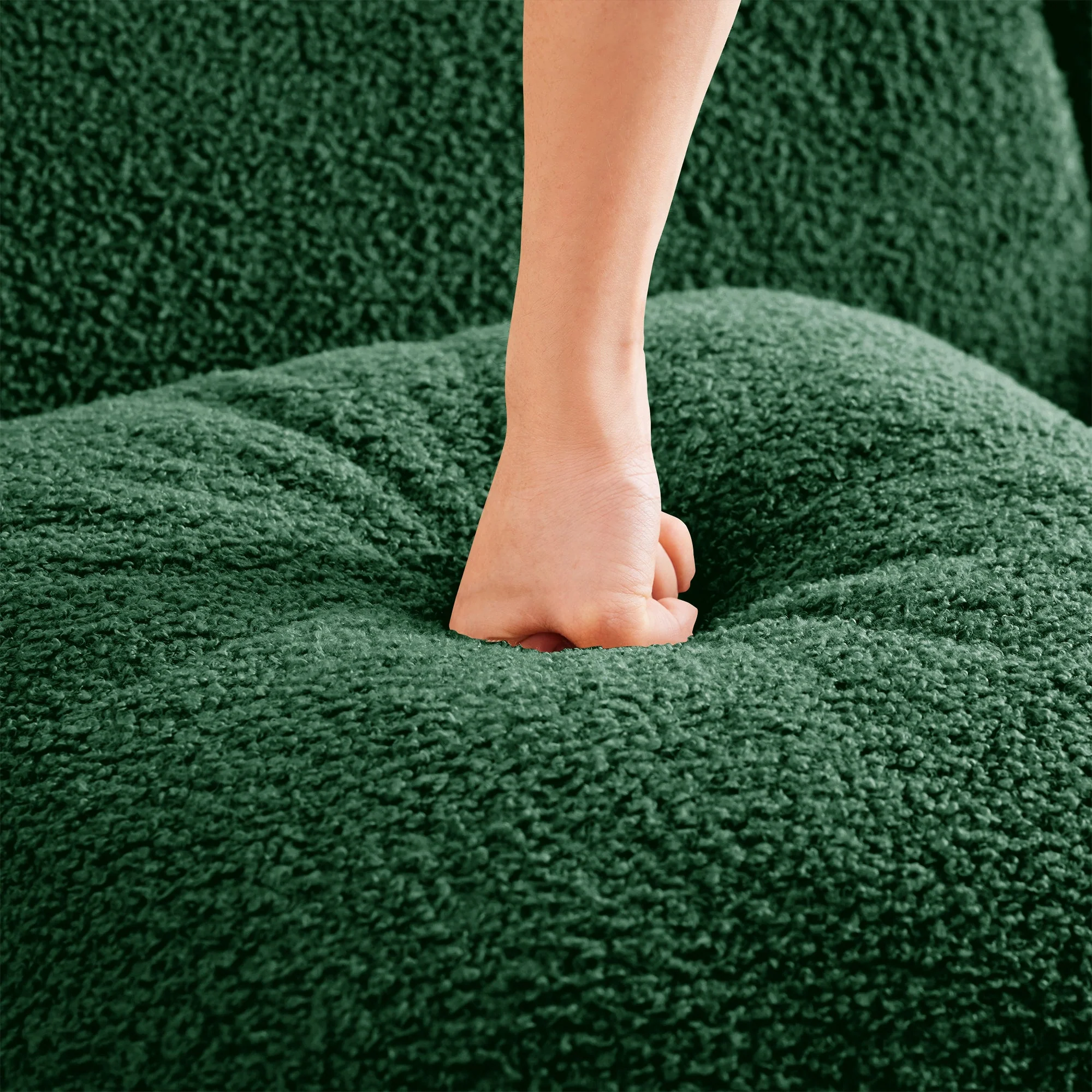 Curved Ergonomic Design L-Shaped Teddy Loveseat Sofa