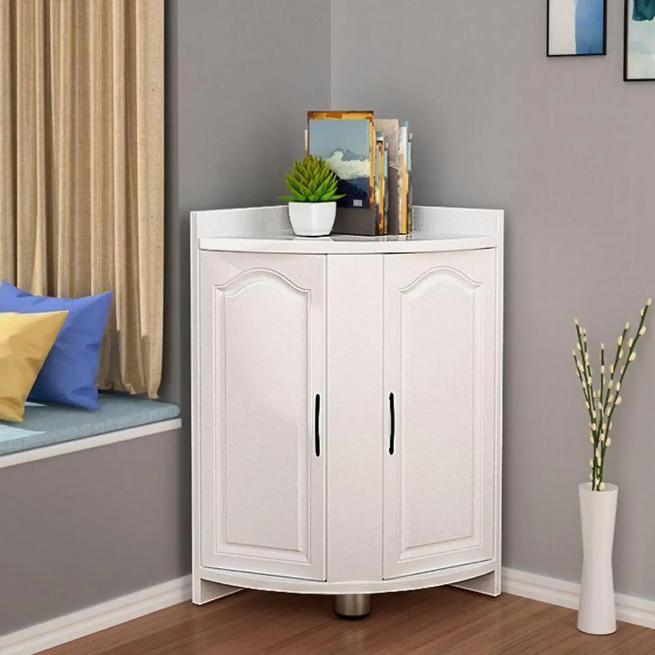 Classic Reclaimed Wooden Utility Storage Corner Cabinet