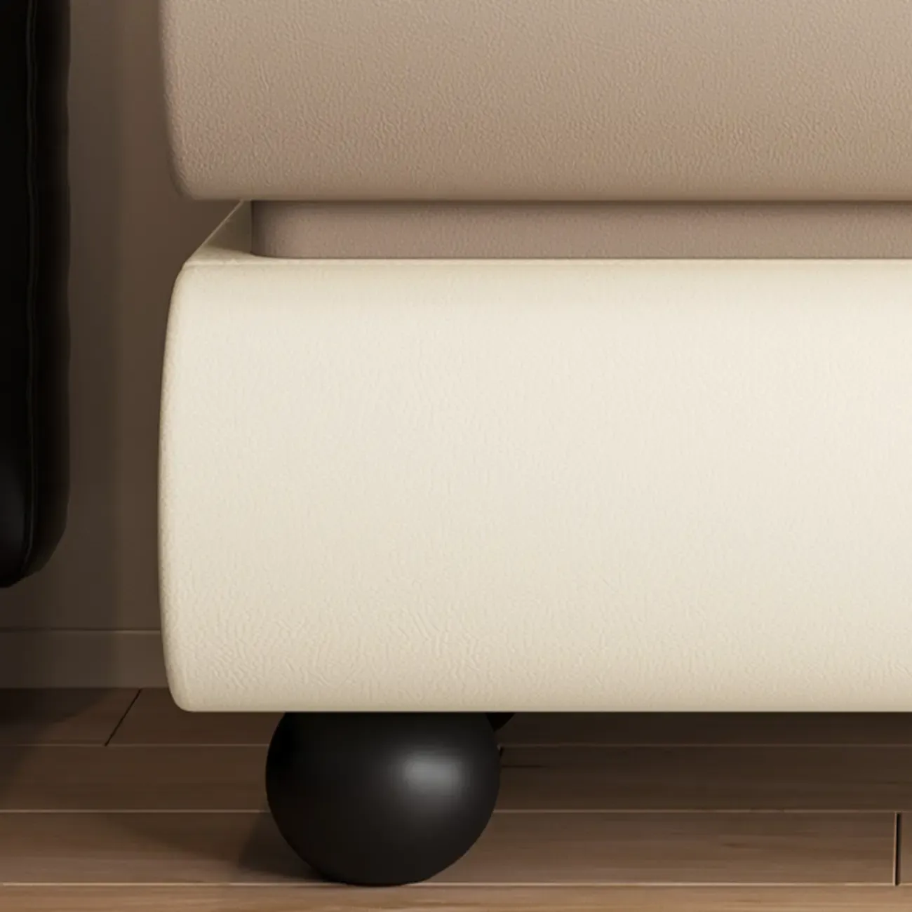 Stylish Black Unique Rounded Wooden Bedside Nightstand