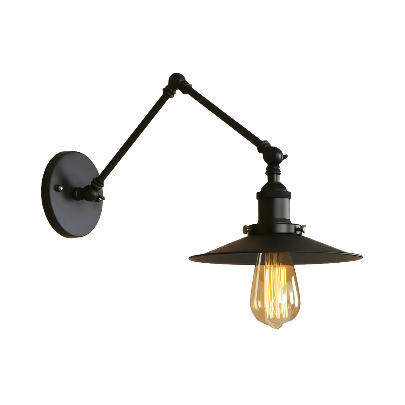 Industrial Metal Flat-Shade Swing Arm Wall Light