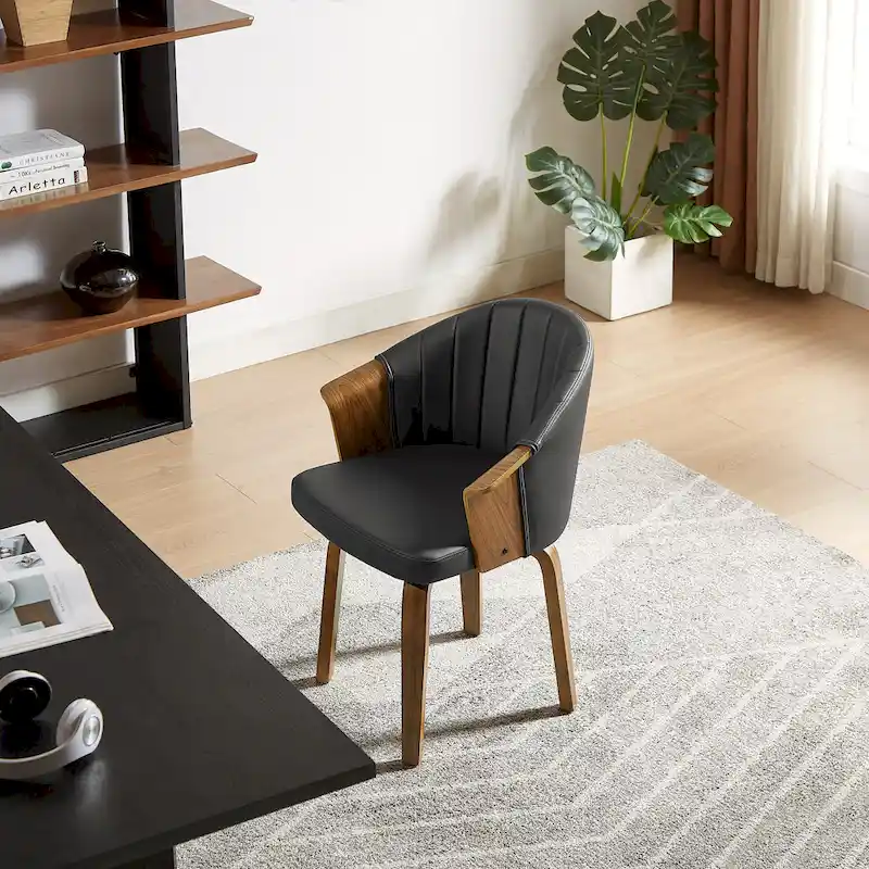 Art Leon Bentwood and PU Swivel Dining Chairs (Set of 2)