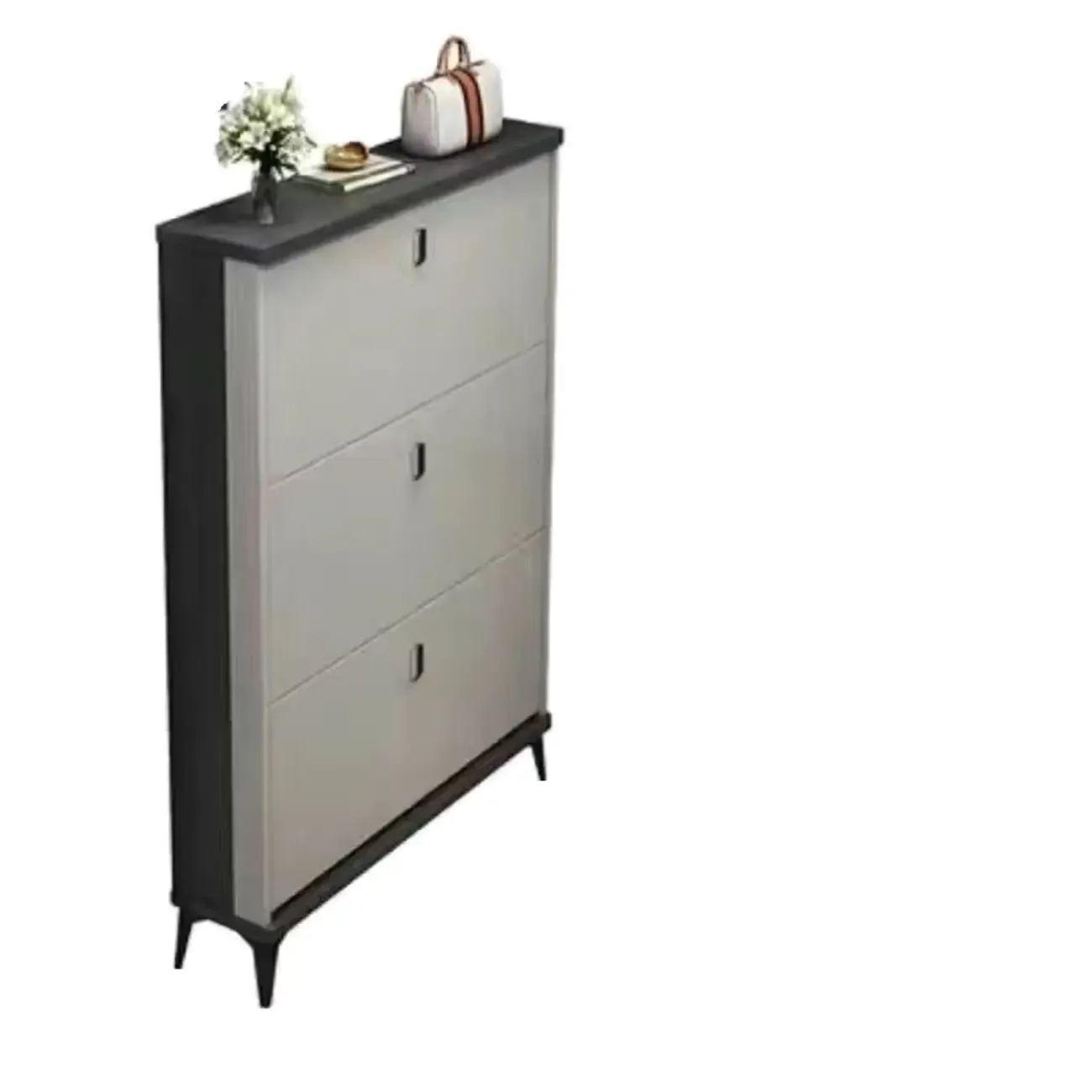 Modern Wood Shoe Cabinet with Adjustable Shelves