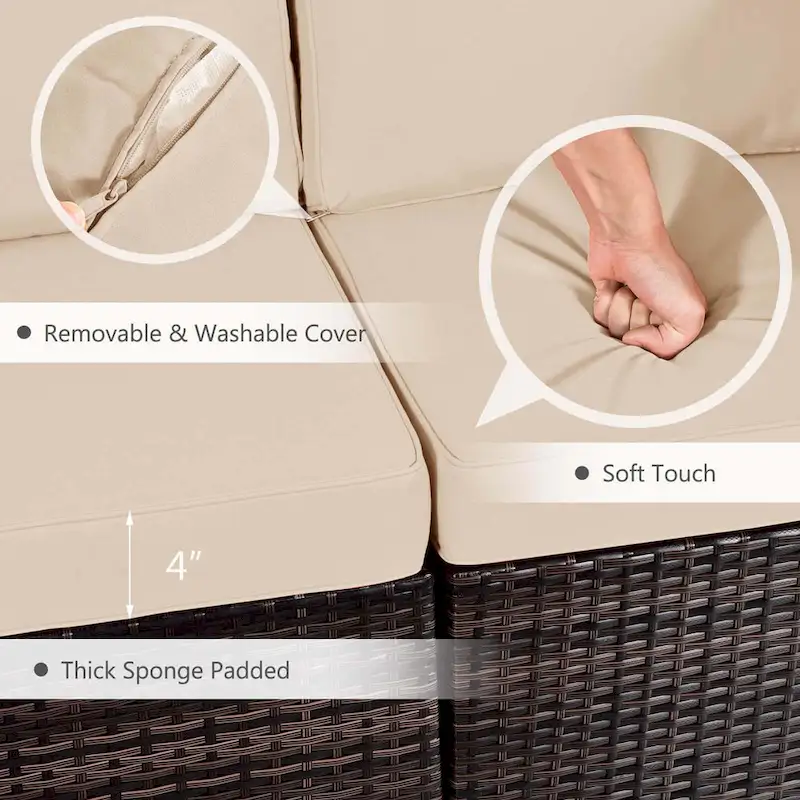 Costway 7PCS Patio Rattan Furniture Set 30 Fire Pit Table Cover - See Details