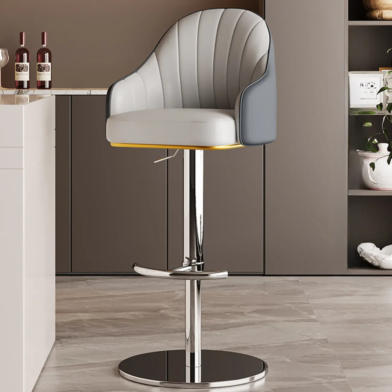 Low Back Adjustable Modern Leather Swivel Bar Stool