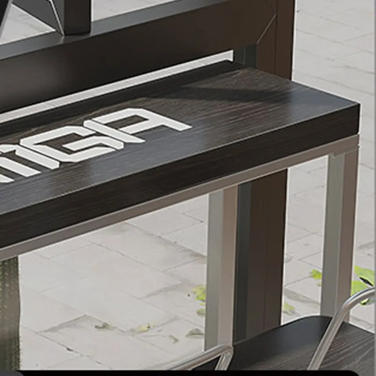 Steampunk Midnight Black Bar Table Set with Backless Stools