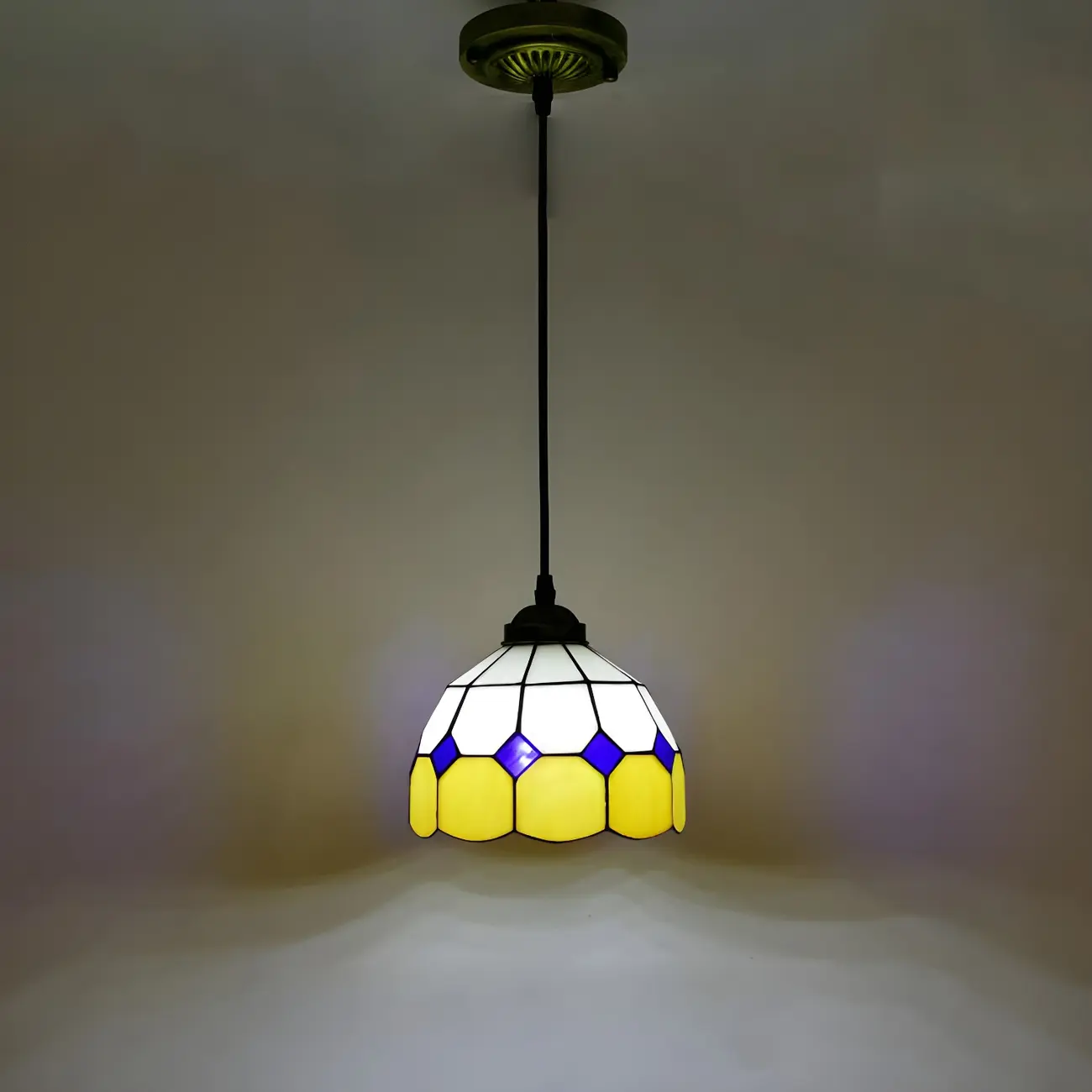 Tiffany Stained Glass Rattan Pendant Light Fixture