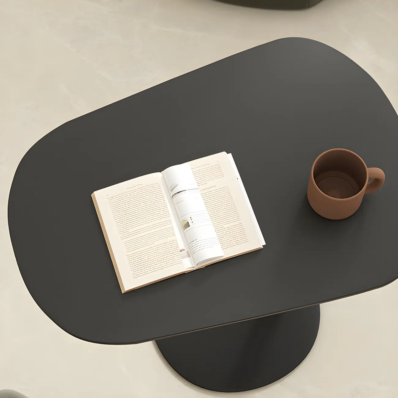 Modern Oval Metal C-Shaped End Table Black