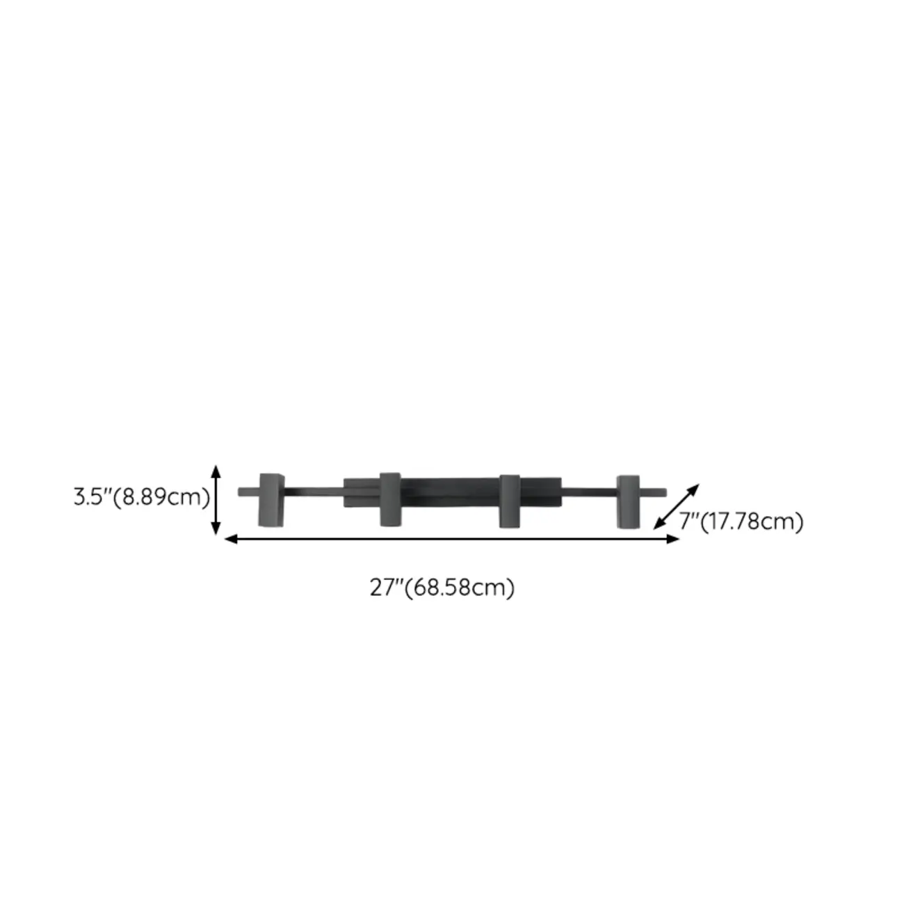 3-Light Rectangle Adjustable Black Vanity Lights