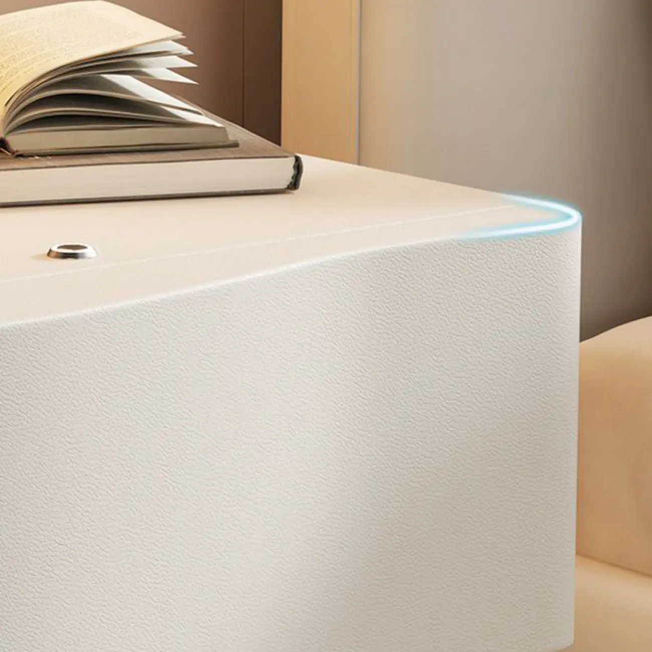 Modern White Waved Wood 3-Drawer Nightstand