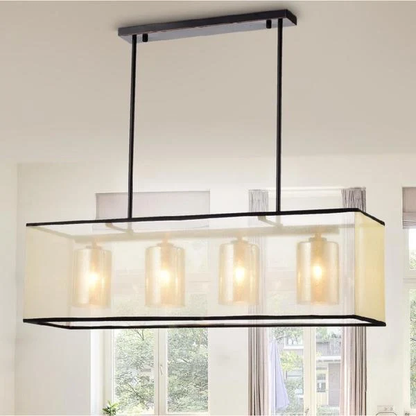 Warehouse of Tiffany Hokol Bronze and Fabric 4-light Island Pendant