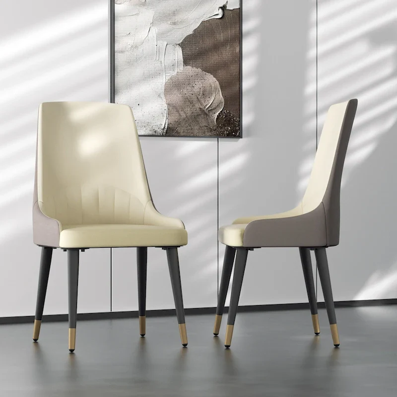 2 pieces Contemporary Leather Dining Chair - 18x19.7x32.3 inch
