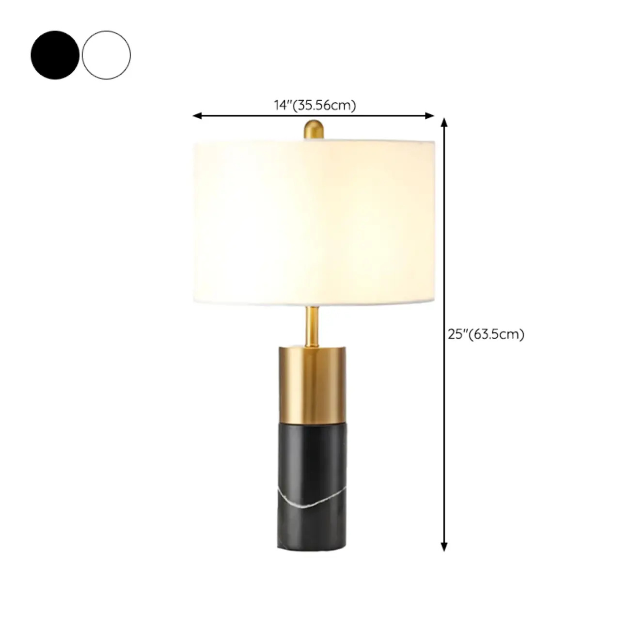 Modern Cylinder Stone Table Lamp with Fabric Shade