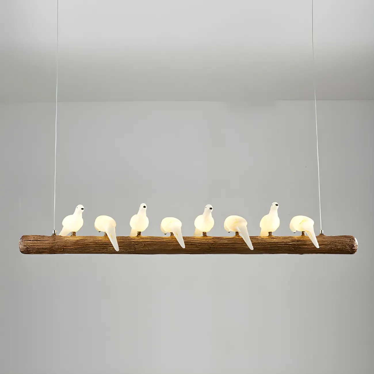 Rustic Wood LED Bird Island Chandelier